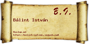 Bálint István névjegykártya